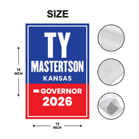 Ty Masterson For Kansas Governor 2026 Garden Flag, Double Sided, 2026 Governor Flag, Elections Flag, Race Red White & Blue Flag