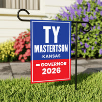Ty Masterson For Kansas Governor 2026 Garden Flag, Double Sided, 2026 Governor Flag, Elections Flag, Race Red White & Blue Flag