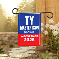 Ty Masterson For Kansas Governor 2026 Garden Flag, Double Sided, 2026 Governor Flag, Elections Flag, Race Red White & Blue Flag