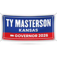 Ty Masterson For Kansas U.S. Governor Banner Sign, 13 oz Waterproof US Governor Election 2026, Vinyl Banner With Metal Grommets