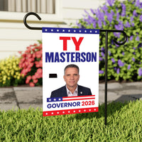 Ty Masterson For Kansas Governor 2026 Garden Flag, Double Sided, 2026 Governor Flag, Elections Flag, Race Red White & Blue Flag