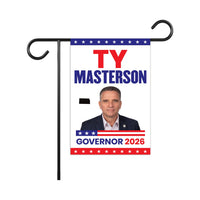 Ty Masterson For Kansas Governor 2026 Garden Flag, Double Sided, 2026 Governor Flag, Elections Flag, Race Red White & Blue Flag