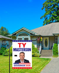 Ty Masterson For Kansas Governor 2026 Garden Flag, Double Sided, 2026 Governor Flag, Elections Flag, Race Red White & Blue Flag