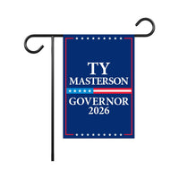 Ty Masterson For Kansas Governor 2026 Garden Flag, Double Sided, 2026 Governor Flag, Elections Flag, Race Red White & Blue Flag