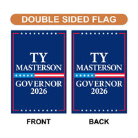 Ty Masterson For Kansas Governor 2026 Garden Flag, Double Sided, 2026 Governor Flag, Elections Flag, Race Red White & Blue Flag