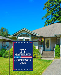 Ty Masterson For Kansas Governor 2026 Garden Flag, Double Sided, 2026 Governor Flag, Elections Flag, Race Red White & Blue Flag