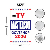 Ty Masterson For Kansas Governor 2026 Garden Flag, Double Sided, 2026 Governor Flag, Elections Flag, Race Red White & Blue Flag