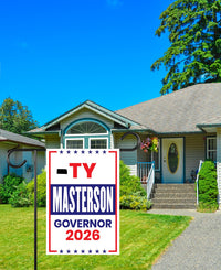 Ty Masterson For Kansas Governor 2026 Garden Flag, Double Sided, 2026 Governor Flag, Elections Flag, Race Red White & Blue Flag