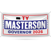Ty Masterson For Kansas U.S. Governor Banner Sign, 13 oz Waterproof US Governor Election 2026, Vinyl Banner With Metal Grommets
