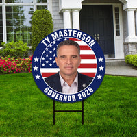 Ty Masterson For Kansas Governor 2026 Yard Sign, Corrugated Plastic Governor Elections, Race Red White & Blue Yard Sign with Metal H-Stake