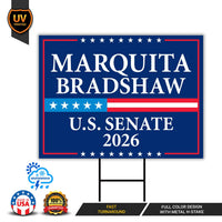 Marquita Bradshaw For Tennessee Senate 2026 Yard Sign, Corrugated Senate Elections, Race Red White & Blue Yard Sign with Metal H-Stake