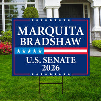 Marquita Bradshaw For Tennessee Senate 2026 Yard Sign, Corrugated Senate Elections, Race Red White & Blue Yard Sign with Metal H-Stake