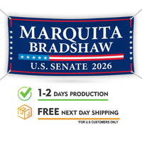Marquita Bradshaw For Tennessee U.S. Senate Banner Sign, 13 oz Waterproof US Senate Election 2026, Vinyl Banner With Metal Grommets