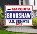 Marquita Bradshaw For Tennessee Senate 2026 Yard Sign, Corrugated Senate Elections, Race Red White & Blue Yard Sign with Metal H-Stake