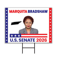 Marquita Bradshaw For Tennessee Senate 2026 Yard Sign, Corrugated Senate Elections, Race Red White & Blue Yard Sign with Metal H-Stake