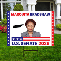 Marquita Bradshaw For Tennessee Senate 2026 Yard Sign, Corrugated Senate Elections, Race Red White & Blue Yard Sign with Metal H-Stake