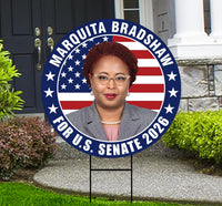 Marquita Bradshaw For Tennessee Senate 2026 Yard Sign, Corrugated Senate Elections, Race Red White & Blue Yard Sign with Metal H-Stake
