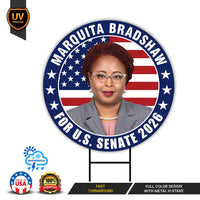 Marquita Bradshaw For Tennessee Senate 2026 Yard Sign, Corrugated Senate Elections, Race Red White & Blue Yard Sign with Metal H-Stake
