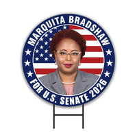 Marquita Bradshaw For Tennessee Senate 2026 Yard Sign, Corrugated Senate Elections, Race Red White & Blue Yard Sign with Metal H-Stake