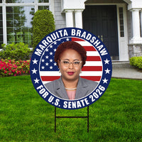Marquita Bradshaw For Tennessee Senate 2026 Yard Sign, Corrugated Senate Elections, Race Red White & Blue Yard Sign with Metal H-Stake