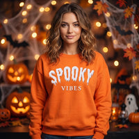 Custom Halloween Puff Print Sweatshirt, Spooky Vibes Shirt, Raised 3D Fall Crewneck, Personalized Puff Hoodie, Spooky Season Custom Gift
