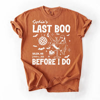Personalized Spooky Bride Tee, Custom Last Boo Before I Do Shirt, Bachelorette Outfit, Halloween Booze Cruise Shirt, Bachelorette Gift