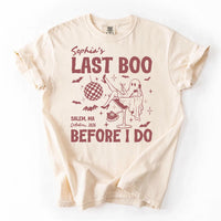 Personalized Spooky Bride Tee, Custom Last Boo Before I Do Shirt, Bachelorette Outfit, Halloween Booze Cruise Shirt, Bachelorette Gift