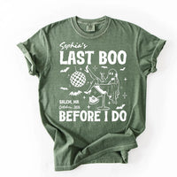 Personalized Spooky Bride Tee, Custom Last Boo Before I Do Shirt, Bachelorette Outfit, Halloween Booze Cruise Shirt, Bachelorette Gift