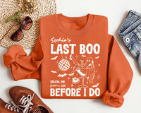 Personalized Spooky Bride Tee, Custom Last Boo Before I Do Shirt, Bachelorette Outfit, Halloween Booze Cruise Shirt, Bachelorette Gift