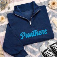 Personalized Sports Team Embroidered Quarter Zip Sweatshirt, Custom Team Name Pullover, Coach Spirit Wear, Game Day Layer, Tournament Gift