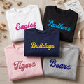 Custom Team Name Embroidered Sweatshirt, Personalized School Spirit Hoodie, Custom Game Day Shirt, Matching Tee, Matching Gift
