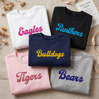 Custom Team Name Embroidered Sweatshirt, Personalized School Spirit Hoodie, Custom Game Day Shirt, Matching Tee, Matching Gift