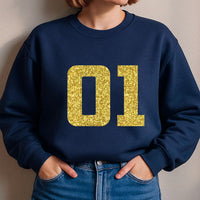 Custom Glitter Football Number Sweatshirt, Personalized Game Day Sports Tee, Varsity Number Shirt, Mascot Spirit Top, Custom Team Gift