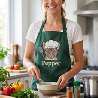Custom Pet Portrait Embroidered Apron, Personalized Name Cooking Apron, Pet Lover Chef Apron, Full-Length Kitchen Apron, Personalized Gift