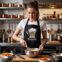 Custom Pet Portrait Embroidered Apron, Personalized Name Cooking Apron, Pet Lover Chef Apron, Full-Length Kitchen Apron, Personalized Gift