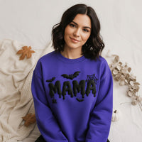 Personalized Spooky Mama Puff Print Shirt, Halloween Mama Sweatshirt, Raised 3D Fall Tee, Custom Puff Sweatshirt, Mom Statement Shirt