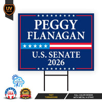 Peggy Flanagan For Minnesota Senate 2026 Yard Sign, Corrugated Plastic Senate Elections Race Red White Blue Yard Sign with Metal H-Stake