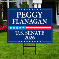 Peggy Flanagan For Minnesota Senate 2026 Yard Sign, Corrugated Plastic Senate Elections Race Red White Blue Yard Sign with Metal H-Stake