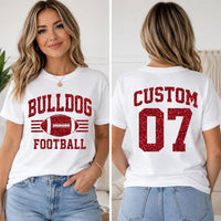 Personalized Glitter Football Mom Shirt, Custom Team Name Tee, Jersey Number Game Day Top, Front Back Football Shirt, Sports Mom Gift
