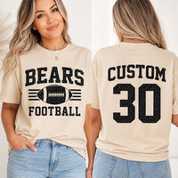 Personalized Glitter Football Mom Shirt, Custom Team Name Tee, Jersey Number Game Day Top, Front Back Football Shirt, Sports Mom Gift