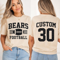 Personalized Glitter Football Mom Shirt, Custom Team Name Tee, Jersey Number Game Day Top, Front Back Football Shirt, Sports Mom Gift