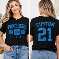 Personalized Glitter Football Mom Shirt, Custom Team Name Tee, Jersey Number Game Day Top, Front Back Football Shirt, Sports Mom Gift