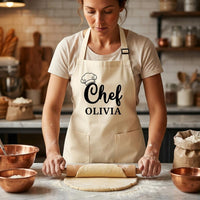 Personalized Logo Chef Apron, Custom Name Cooking Apron with Pockets, Professional Chef Apron, Restaurant Staff Uniform, Culinary Gift