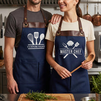 Personalized Logo Embroidered Apron, Custom Business Kitchen Apron, Branded Staff Apron with Pockets, Custom Business Apron, Café Uniform