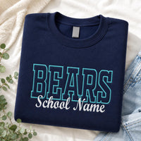 Custom Mascot Embroidered Sweatshirt, Personalized Team Hoodie, Custom Mascot Name Shirt, School Spirit Crewneck, Back to School Gift