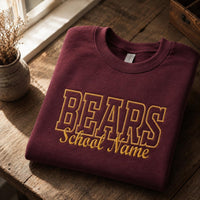 Custom Mascot Embroidered Sweatshirt, Personalized Team Hoodie, Custom Mascot Name Shirt, School Spirit Crewneck, Back to School Gift