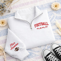 Football Mom Embroidered Quarter Zip Sweatshirt, Custom Name Sports Pullover, Game Day Mom Layer, Football Lover Gift, Christmas Gift