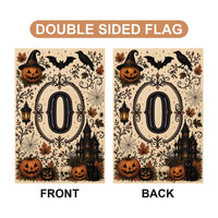 Personalized Halloween Monogram Garden Flag, 12x18 Double Sided Yard Flag, Spooky Porch Decor, Custom Initial Outdoor Sign, Halloween Gift