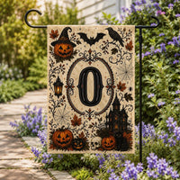 Personalized Halloween Monogram Garden Flag, 12x18 Double Sided Yard Flag, Spooky Porch Decor, Custom Initial Outdoor Sign, Halloween Gift