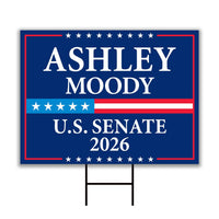 Ashley Moody For Florida Senate 2026 Yard Sign, Corrugated Plastic Senate Elections Race Red White & Blue Yard Sign with Metal H-Stake